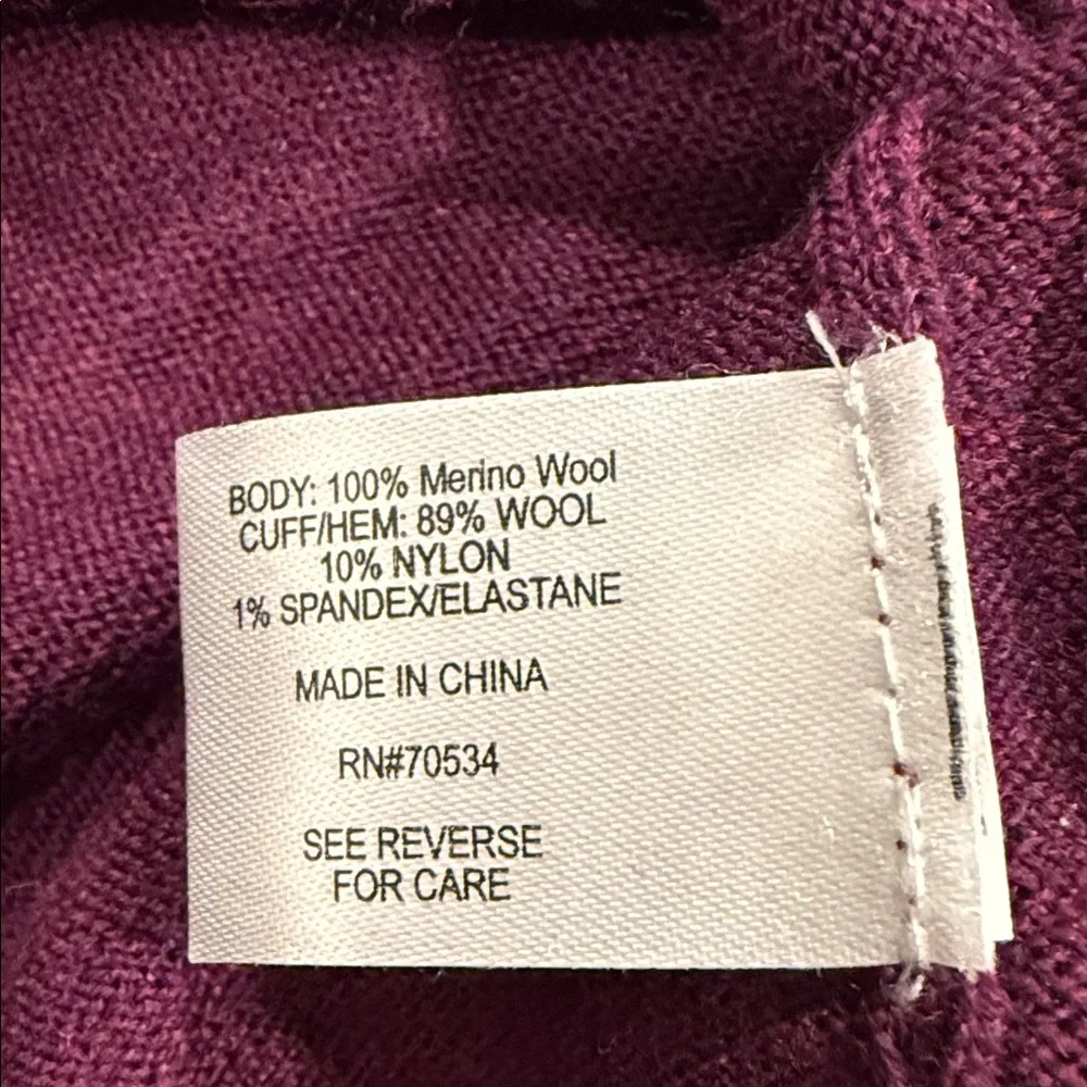 Orvis Men's Eggplant Purple Half Zip Merino Wool Sweater Academia Classy Size L